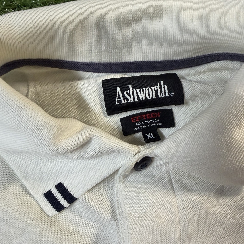 Vintage Y2K Ashworth Polo Shirt XL Mens White Embroidered Logo Long Sleeve Golf - Picture 3 of 10